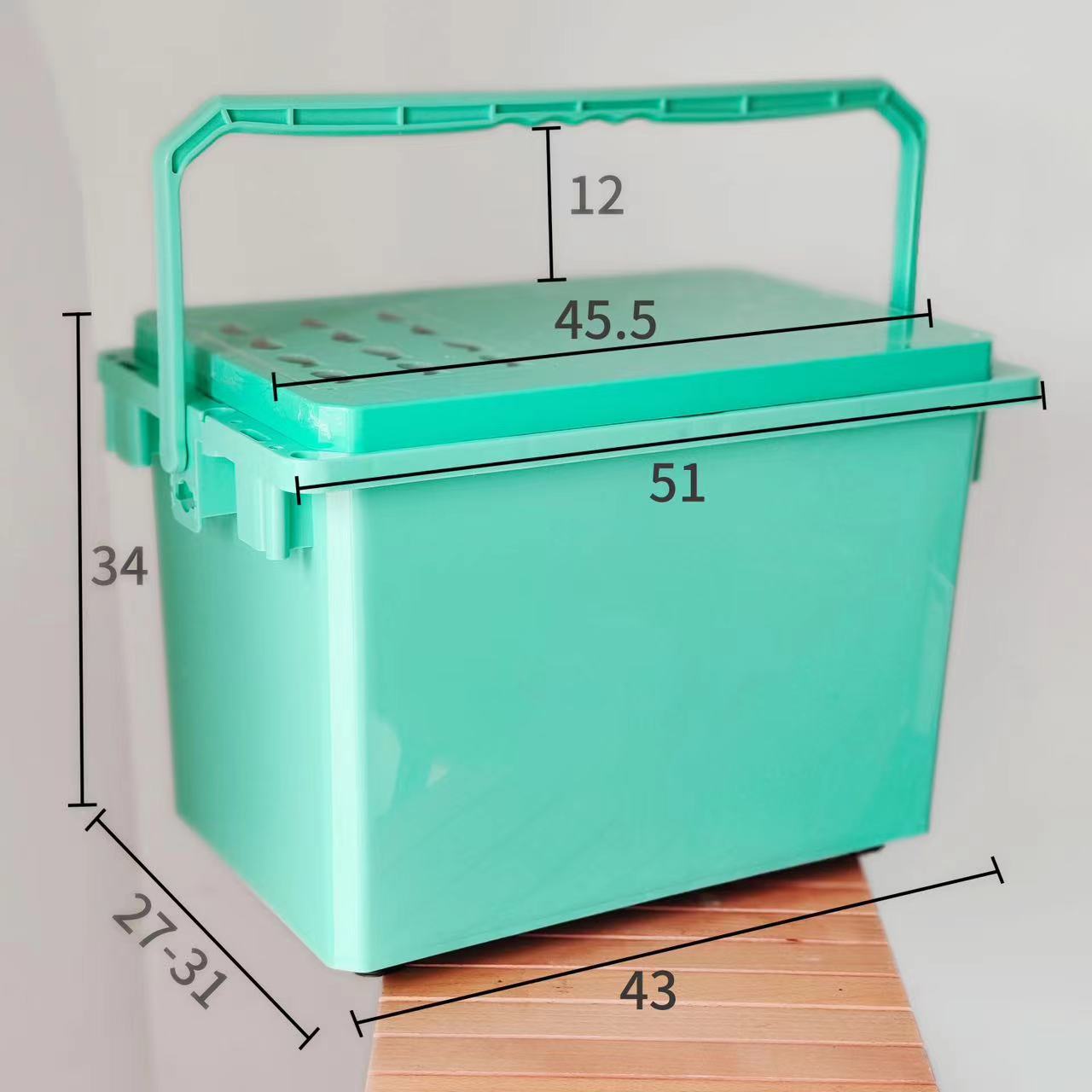 A simple fishing box, a macaroon green
